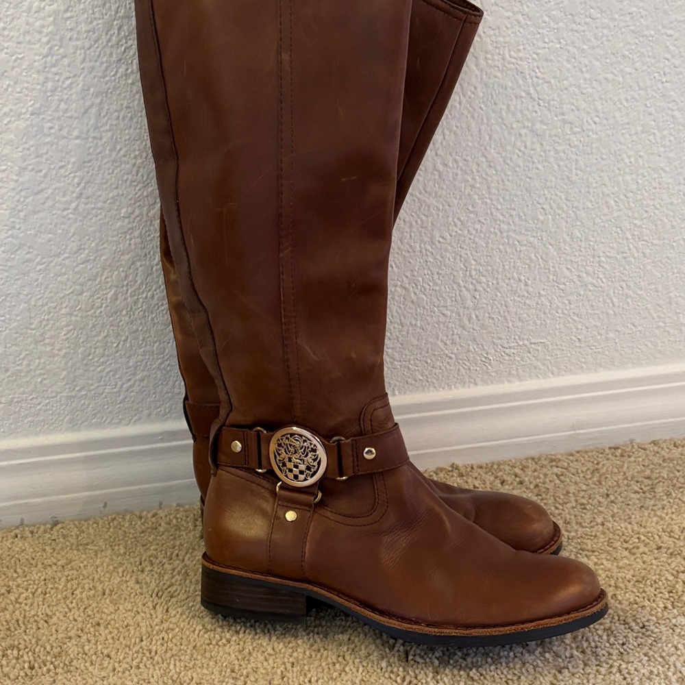 Vince Camuto Chestnut Leather Heeled Boots